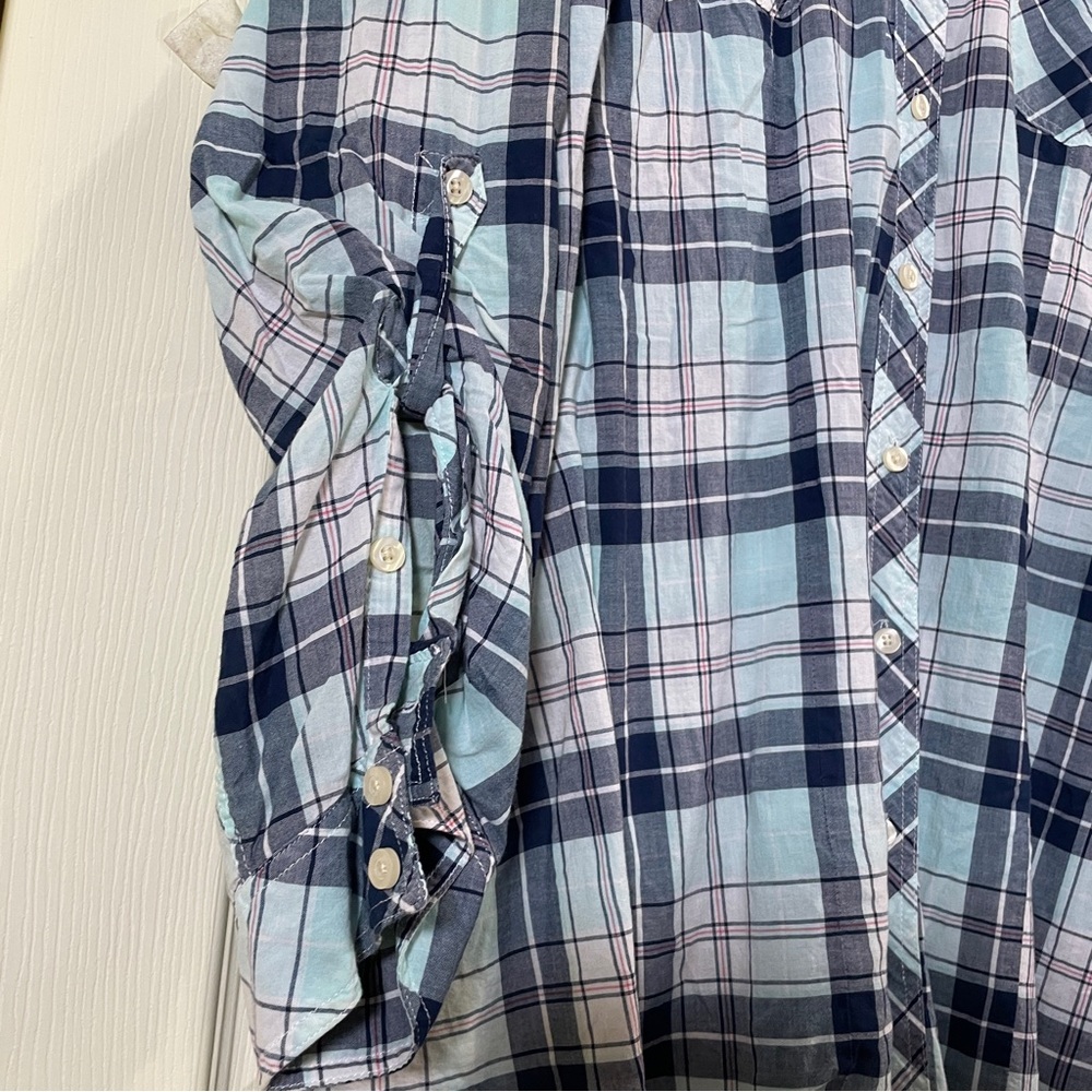 torrid Plaid Camp Shirt Plaid Alike Blue Button Front Button Sleeves Plus Size 5 - Picture 8 of 14